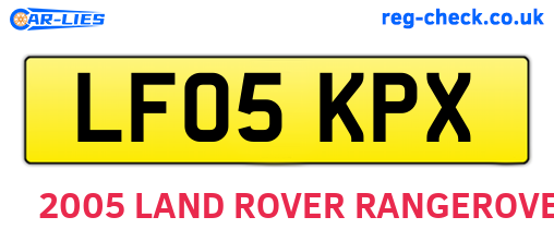 LF05KPX are the vehicle registration plates.