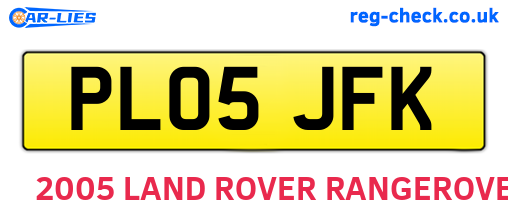 PL05JFK are the vehicle registration plates.