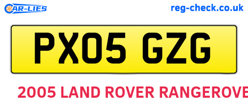PX05GZG are the vehicle registration plates.