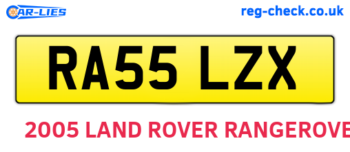 RA55LZX are the vehicle registration plates.