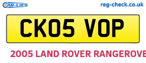CK05VOP are the vehicle registration plates.