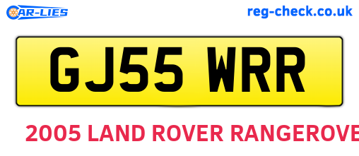 GJ55WRR are the vehicle registration plates.