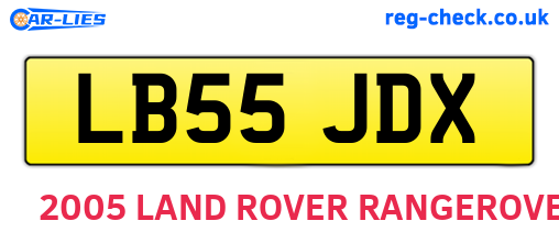 LB55JDX are the vehicle registration plates.
