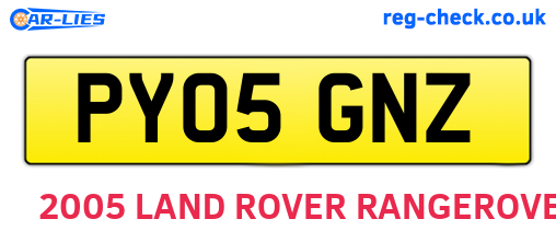 PY05GNZ are the vehicle registration plates.