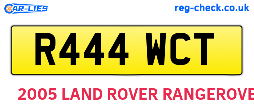 R444WCT are the vehicle registration plates.
