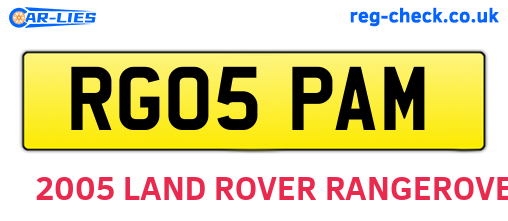 RG05PAM are the vehicle registration plates.