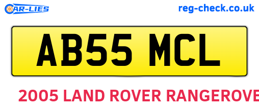 AB55MCL are the vehicle registration plates.