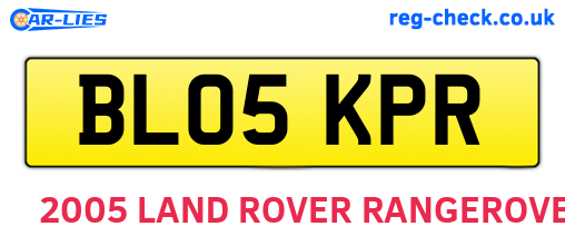 BL05KPR are the vehicle registration plates.