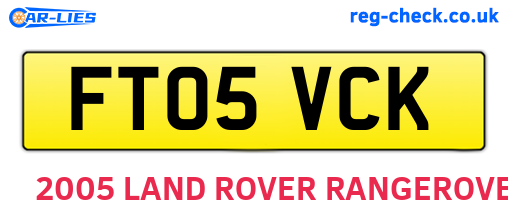 FT05VCK are the vehicle registration plates.