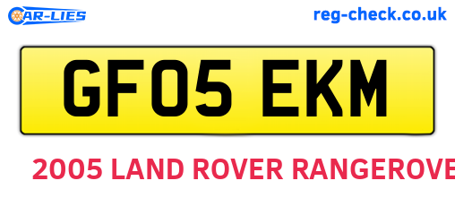 GF05EKM are the vehicle registration plates.