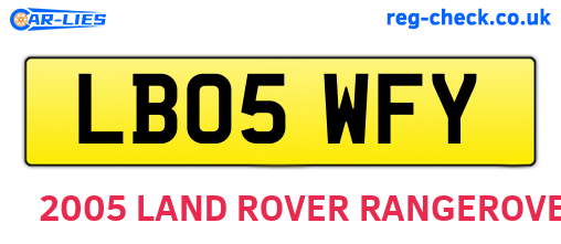 LB05WFY are the vehicle registration plates.