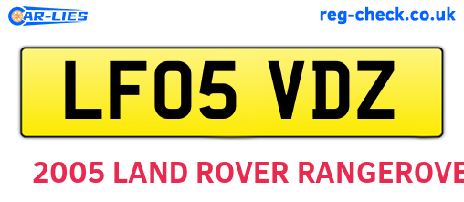 LF05VDZ are the vehicle registration plates.
