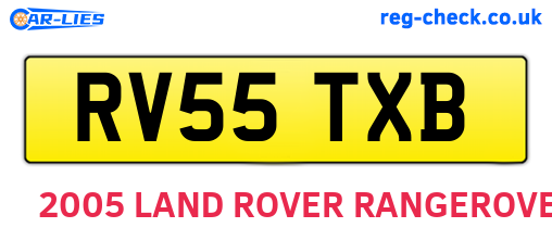 RV55TXB are the vehicle registration plates.