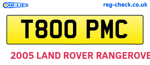 T800PMC are the vehicle registration plates.
