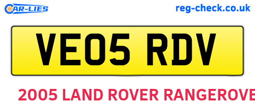 VE05RDV are the vehicle registration plates.