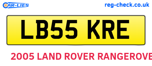 LB55KRE are the vehicle registration plates.