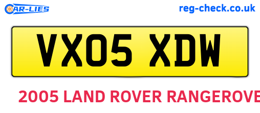 VX05XDW are the vehicle registration plates.