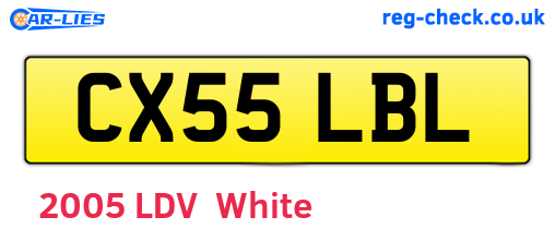 CX55LBL are the vehicle registration plates.