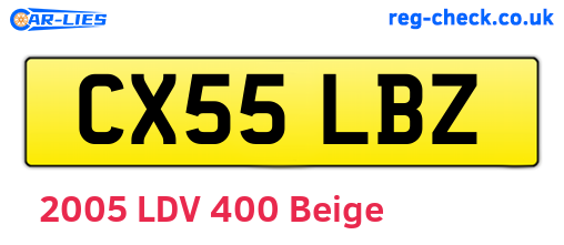 CX55LBZ are the vehicle registration plates.