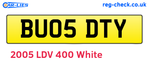 BU05DTY are the vehicle registration plates.