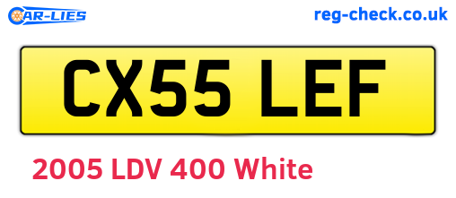 CX55LEF are the vehicle registration plates.