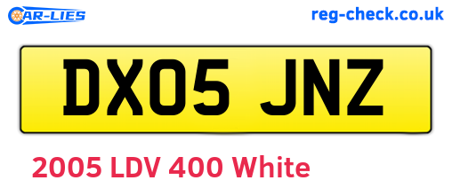 DX05JNZ are the vehicle registration plates.