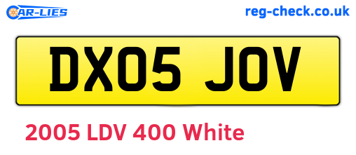 DX05JOV are the vehicle registration plates.