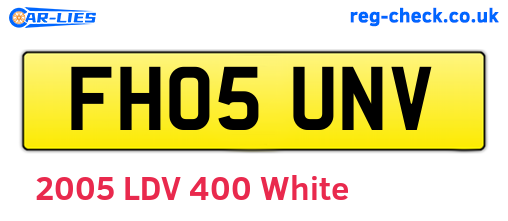 FH05UNV are the vehicle registration plates.