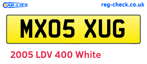 MX05XUG are the vehicle registration plates.