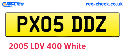PX05DDZ are the vehicle registration plates.