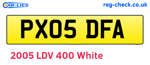PX05DFA are the vehicle registration plates.