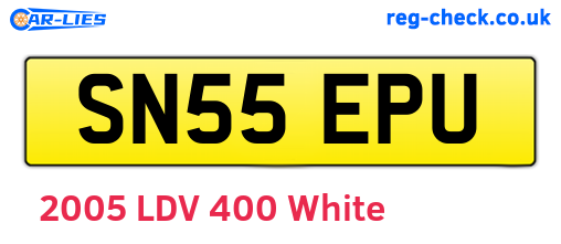 SN55EPU are the vehicle registration plates.