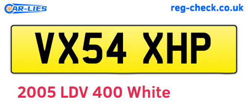 VX54XHP are the vehicle registration plates.