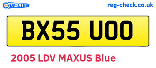 BX55UOO are the vehicle registration plates.