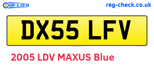 DX55LFV are the vehicle registration plates.