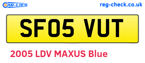 SF05VUT are the vehicle registration plates.