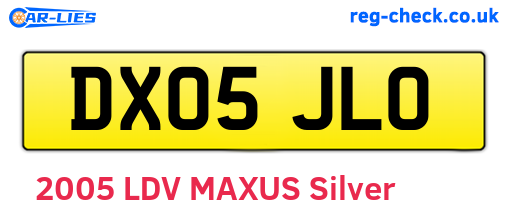 DX05JLO are the vehicle registration plates.