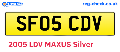 SF05CDV are the vehicle registration plates.