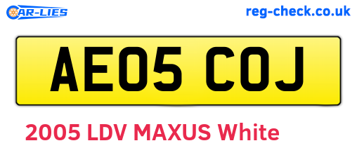 AE05COJ are the vehicle registration plates.