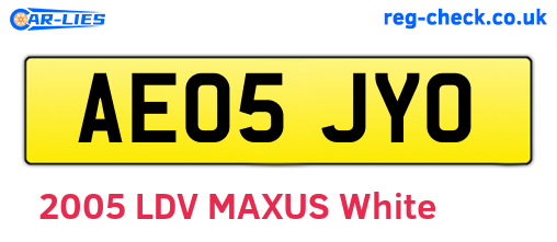 AE05JYO are the vehicle registration plates.