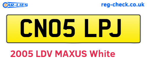 CN05LPJ are the vehicle registration plates.