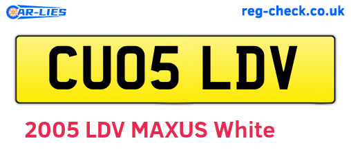 CU05LDV are the vehicle registration plates.