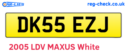 DK55EZJ are the vehicle registration plates.