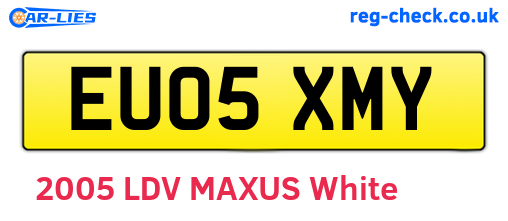 EU05XMY are the vehicle registration plates.