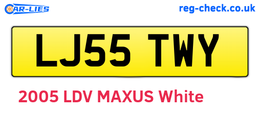LJ55TWY are the vehicle registration plates.