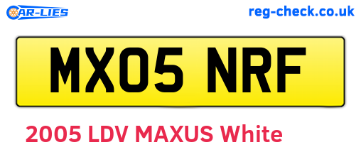 MX05NRF are the vehicle registration plates.