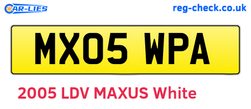 MX05WPA are the vehicle registration plates.