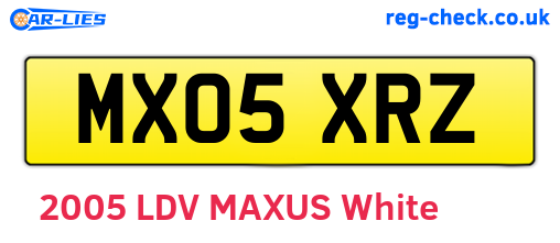 MX05XRZ are the vehicle registration plates.
