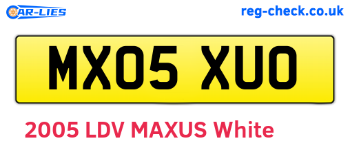 MX05XUO are the vehicle registration plates.