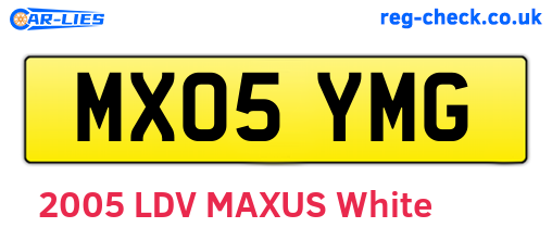 MX05YMG are the vehicle registration plates.